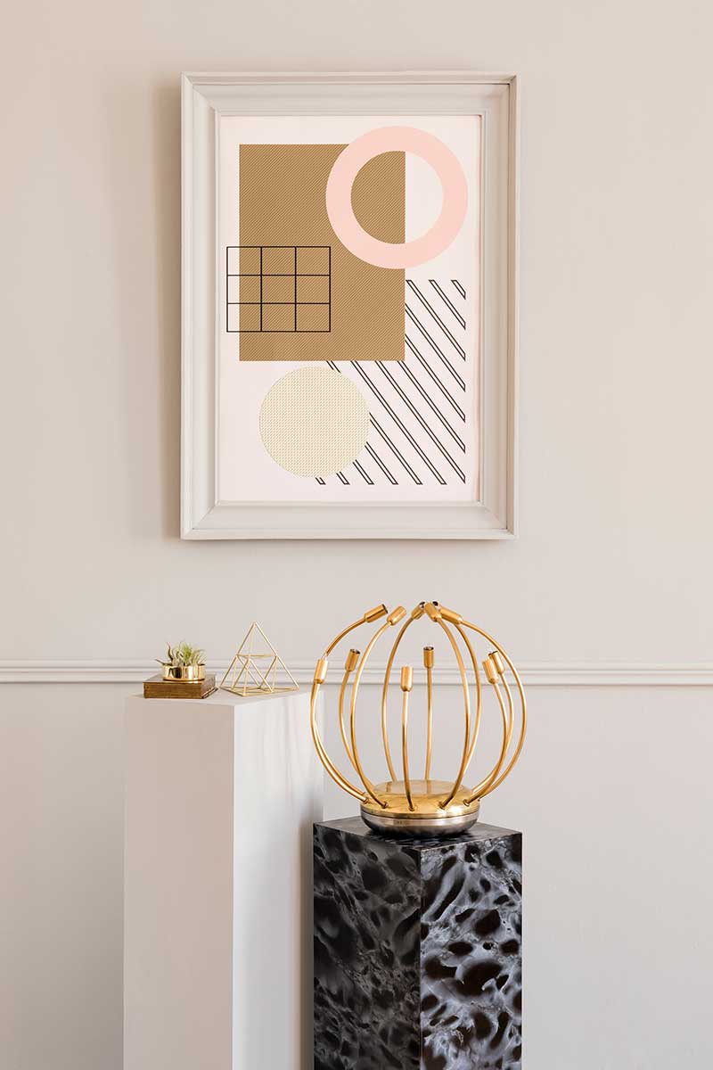 Quadro con arte astratta geometrica per arredamento moderno e psicologia dell'arte